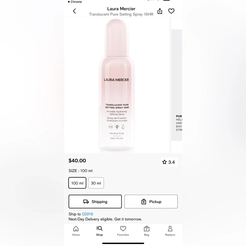Translucent pure setting spray 16 hours